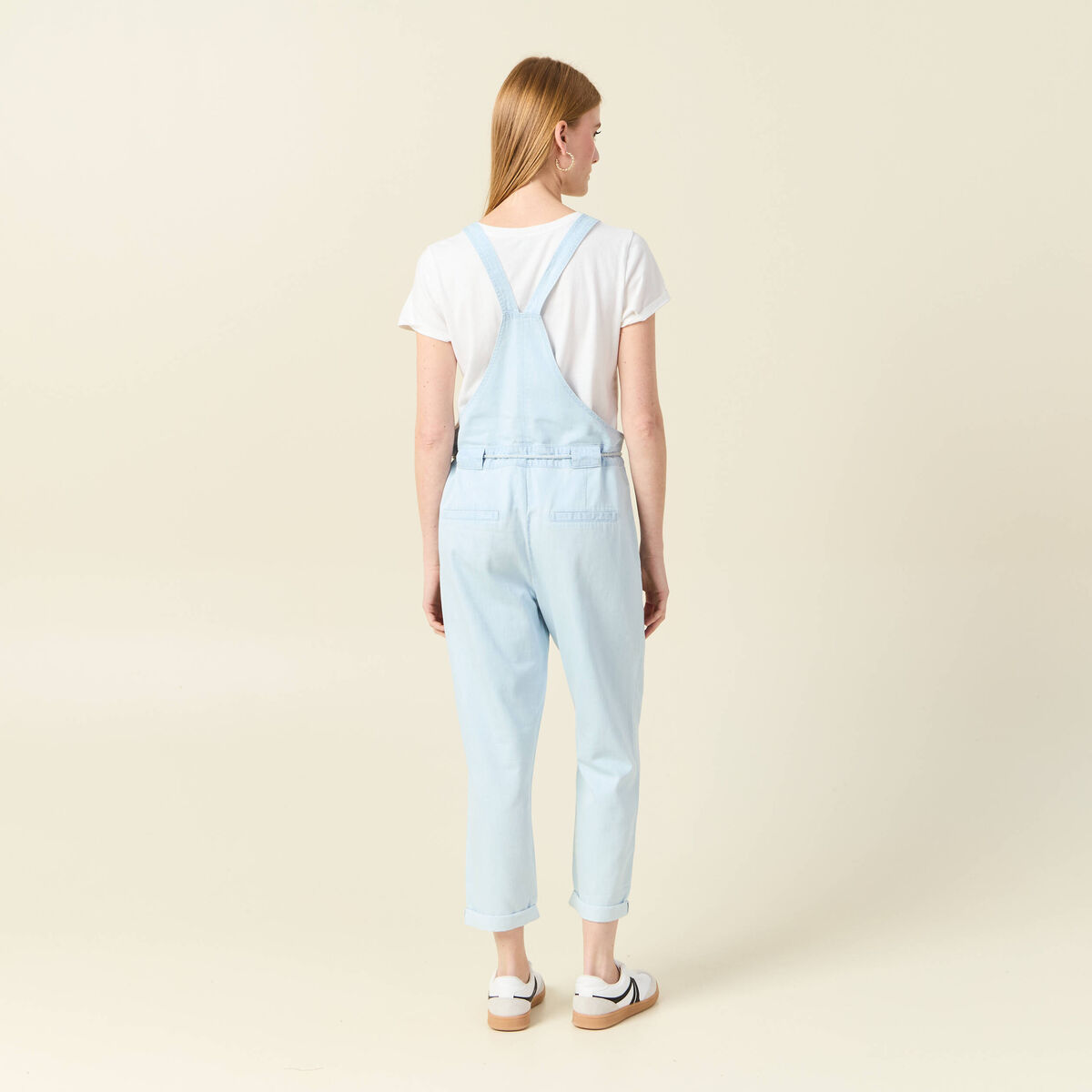 Salopette en denim denim bleach femme