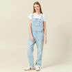 Salopette droite en jean denim used femme