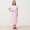 Robe longue &eacute;vas&eacute;e ceintur&eacute;e rose femme