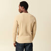 Pull fin col rond manches longues beige homme