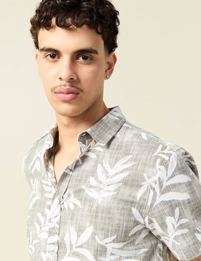 Chemise manches courtes vert kaki homme
