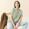 Chemise manches courtes vert olive femme