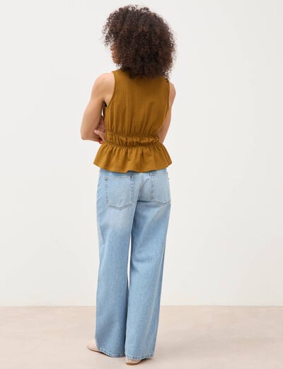 D&eacute;bardeur col v n&oelig;uds en coton vert olive femme