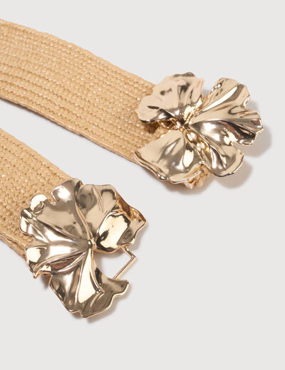 Ceinture tress&eacute;e avec boucle beige femme