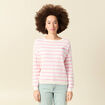 Pull col rond manches longues broderie rose clair femme