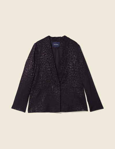 Veste blazer droite satin noir femme