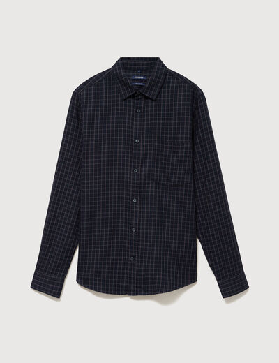 Chemise manches longues en coton bleu marine homme