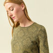 Pull manches longues col rond vert kaki femme