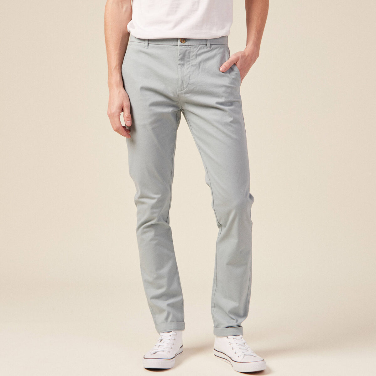 Pantalon chino longueur 32 bleu gris homme