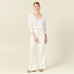 Gilet manches longues ajouré ecru femme