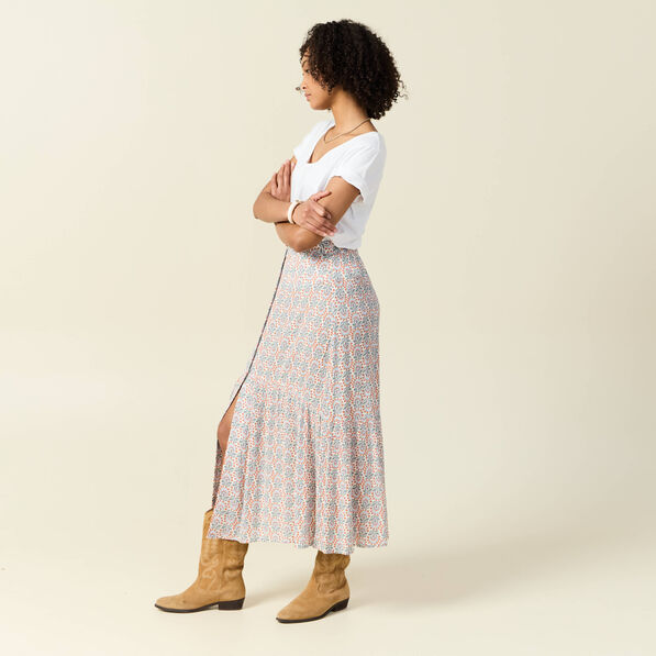 jupe longue evasee blanc femme Jupe longue évasée blanc femme
