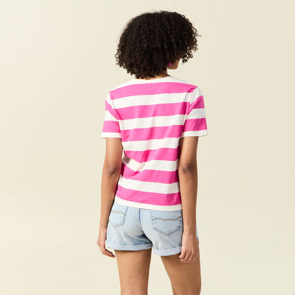 T-shirt manches courtes rose framboise femme
