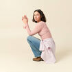T-shirt ajust&eacute; court manches longues rose pastel femme