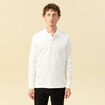 Polo manches longues en coton ecru homme