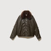 Blouson oversize manches longues vert olive femme
