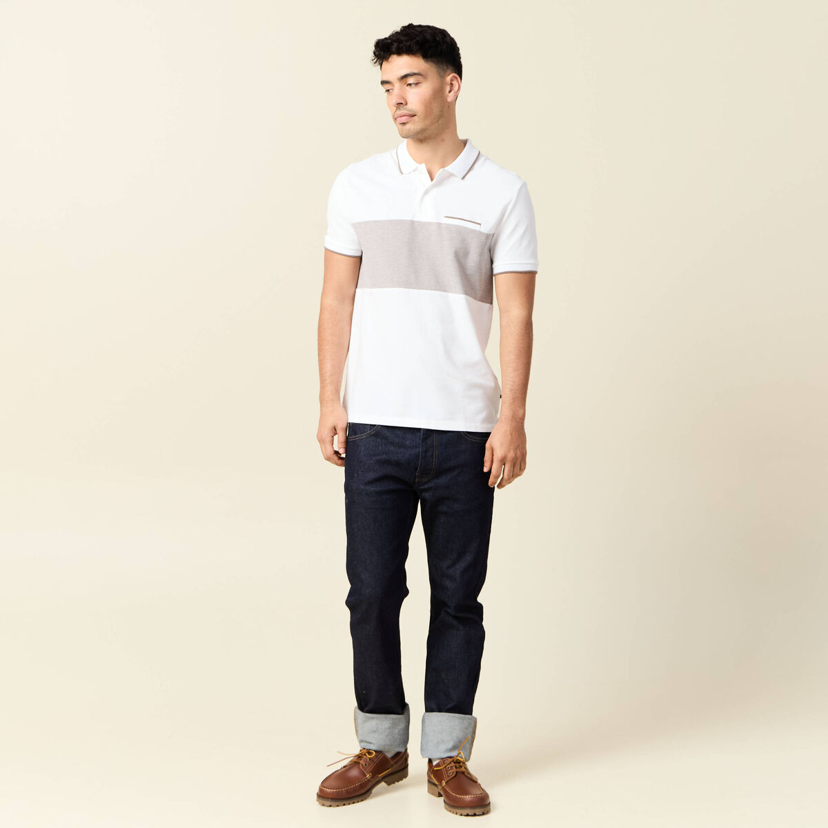 Polo manches courtes taupe homme
