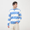 Sweat ray&eacute; col rond manches longues bleu violet homme