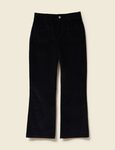 Pantalon bootcut cropped taille haute noir femme