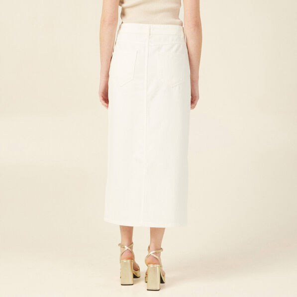 jupe midi fourreau denim blanc femme Jupe midi fourreau denim blanc femme