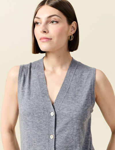 Gilet sans manches gris clair femme