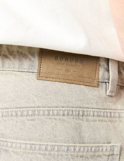 Jeans large 5 poches denim beige homme