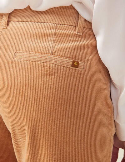 Pantalon chino velours côtelé marron clair femme