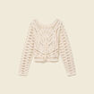 Cardigan droit court manches longues ecru femme