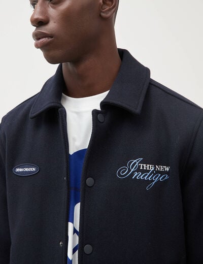 Blouson col classique manches longues bleu marine homme