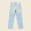 Jeans straight 7/8&egrave;me taille haute denim bleach femme