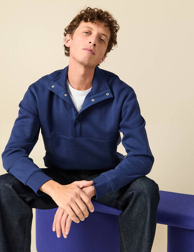 Sweat manches longues bleu fonc&eacute; homme