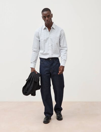 Chemise en coton manches longues blanc homme