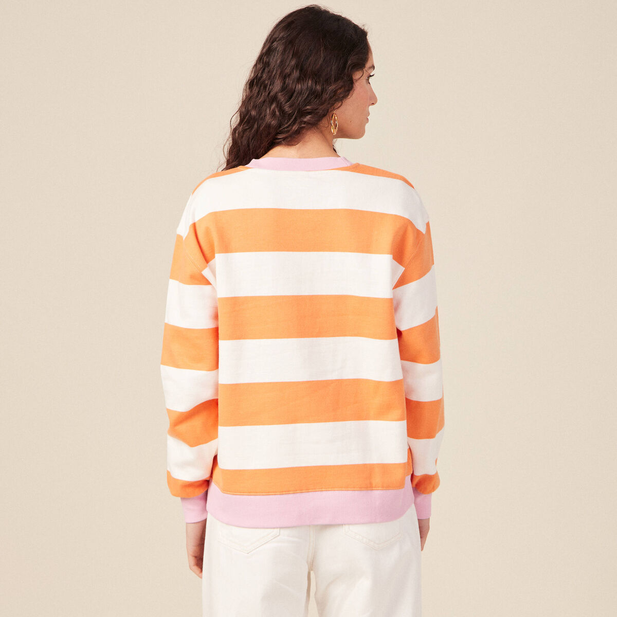 Sweat éco-responsable orange clair femme