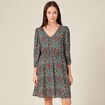 Robe trapèze manches 3/4 noir femme