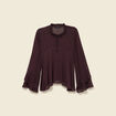 Blouse manches longues col ras de cou marron fonc&eacute; femme