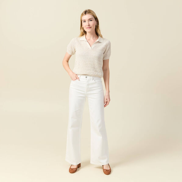 Pull manches courtes creme femme