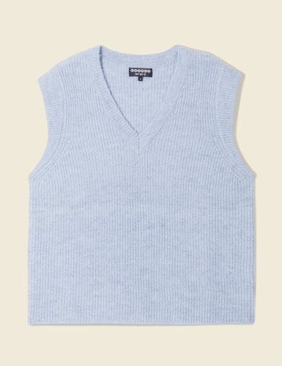 Pull éco-responsable bleu gris femme