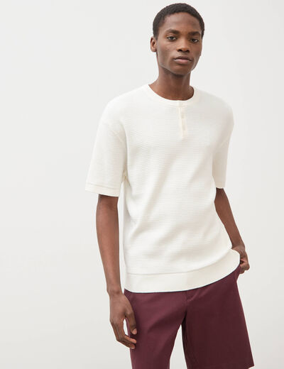 T-shirt en coton manches courtes ecru homme