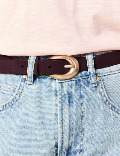 Ceinture suédine en cuir bordeaux femme