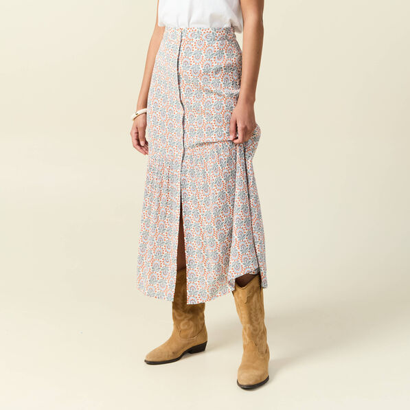 jupe longue evasee blanc femme Jupe longue évasée blanc femme