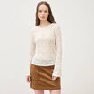 Blouse manches longues dentelle col rond ecru femme