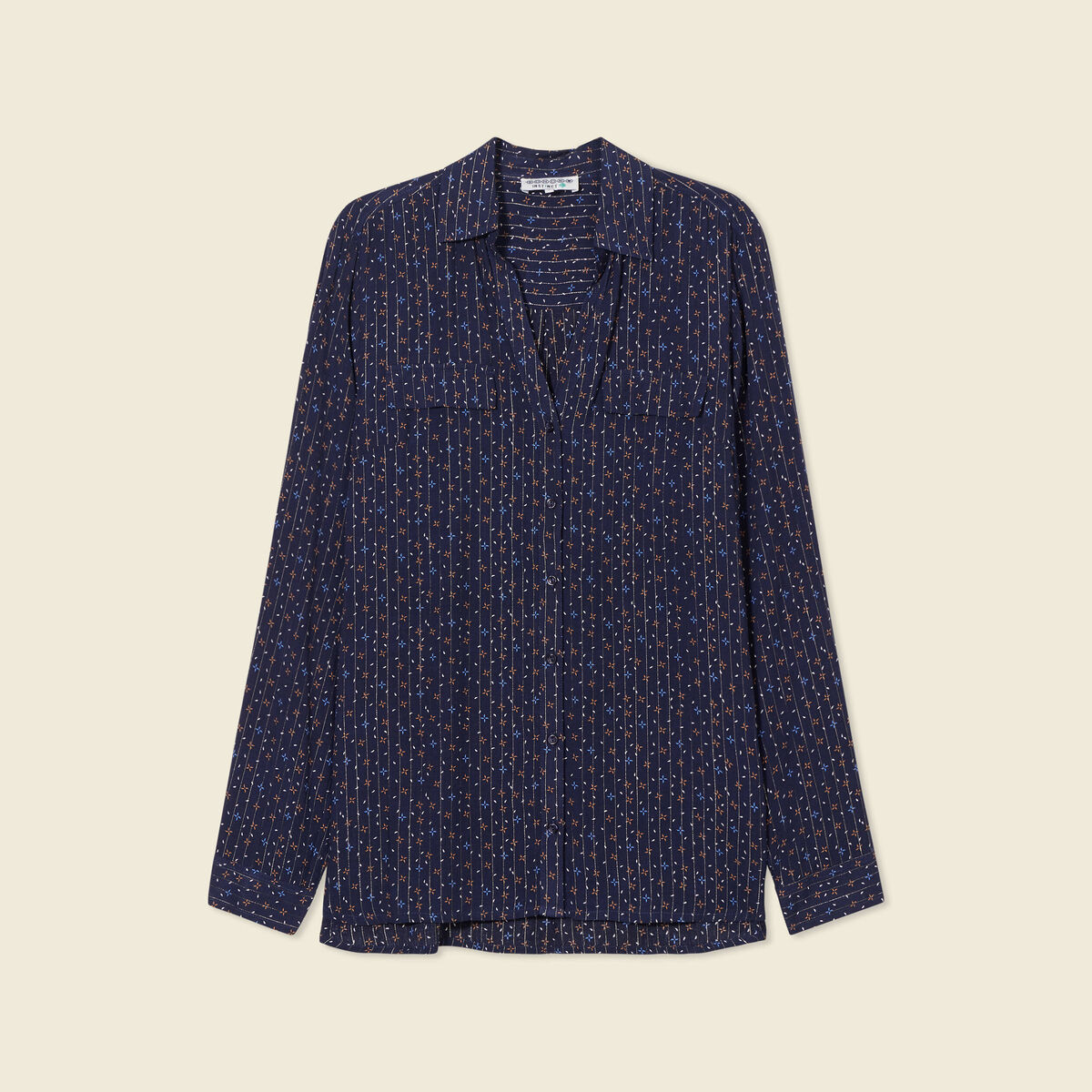 Chemise manches longues bleu marine femme