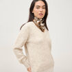 Pull col v manches longues creme femme