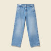 Jeans loose longueur 32 en coton denim bleach homme