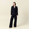 Blazer manches longues col tailleur bleu marine femme