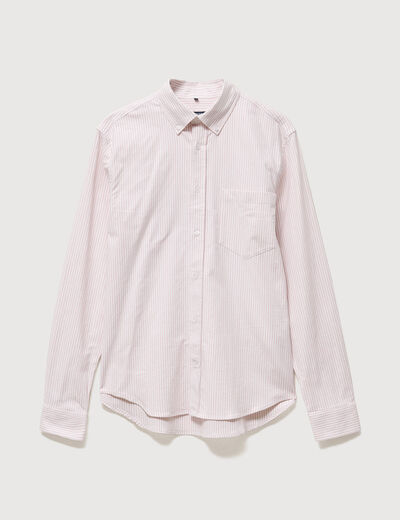 Chemise manches longues col am&eacute;ricain rose poudr&eacute;e homme