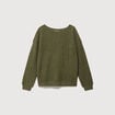 Pull manches longues col bateau vert kaki femme