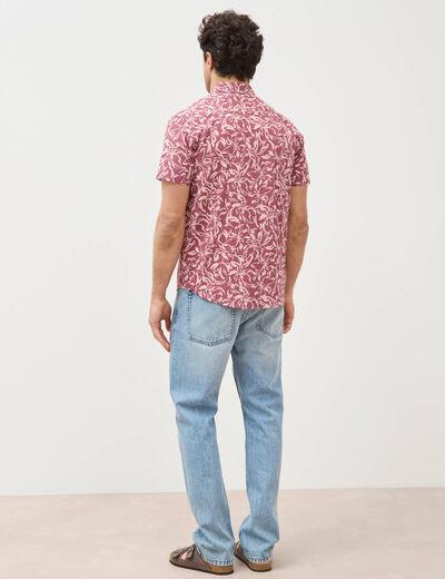 Chemise manches courtes vieux rose homme