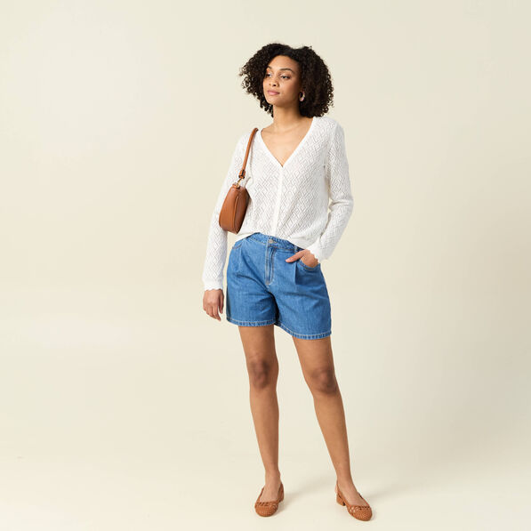 Gilet manches longues blanc femme