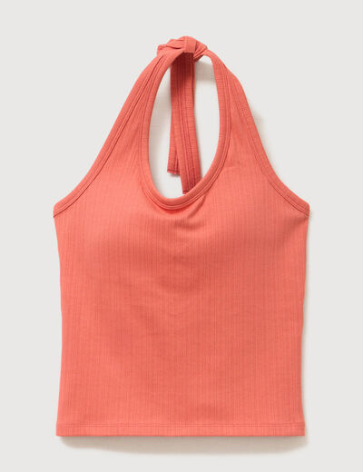 D&eacute;bardeur cropped d&eacute;collet&eacute; doubl&eacute; rouge fonc&eacute; femme