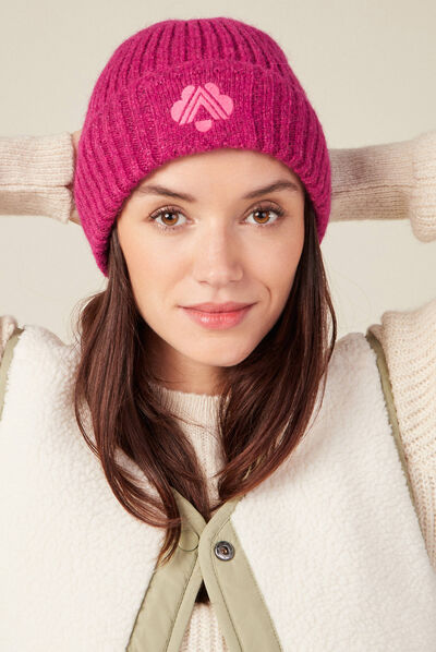Bonnet tricoté rose fushia femme